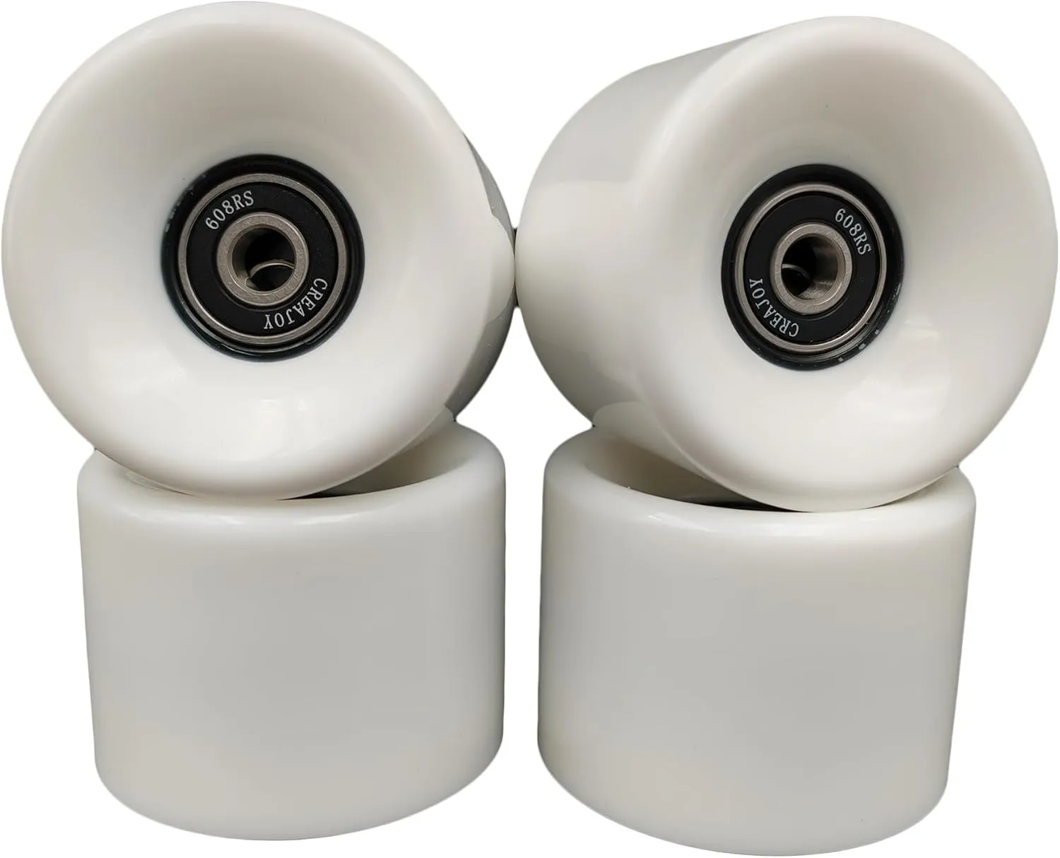 Skateboard Wheels with Bearings, 60mm 92a Hardness, Set of 4 (White)