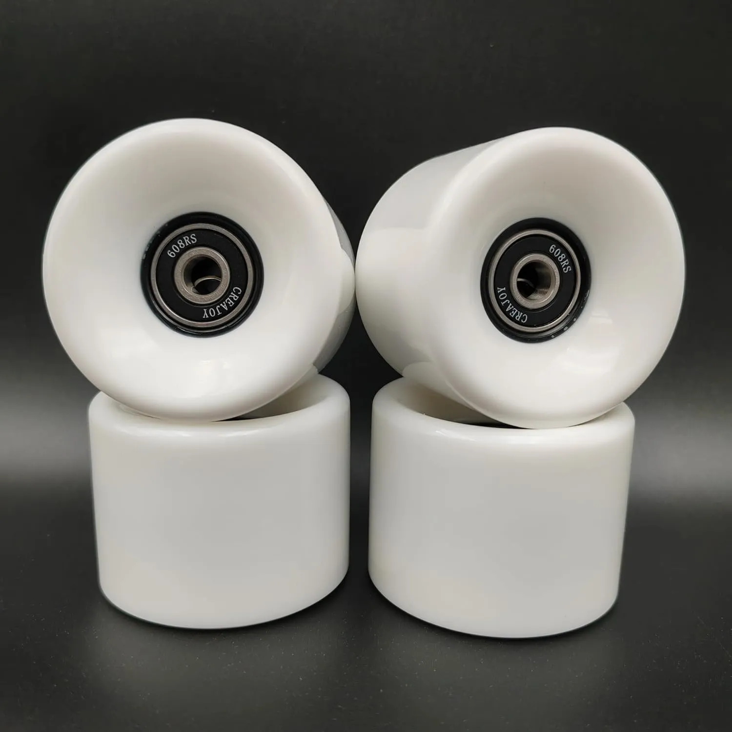 Skateboard Wheels with Bearings, 60mm 92a Hardness, Set of 4 (White)