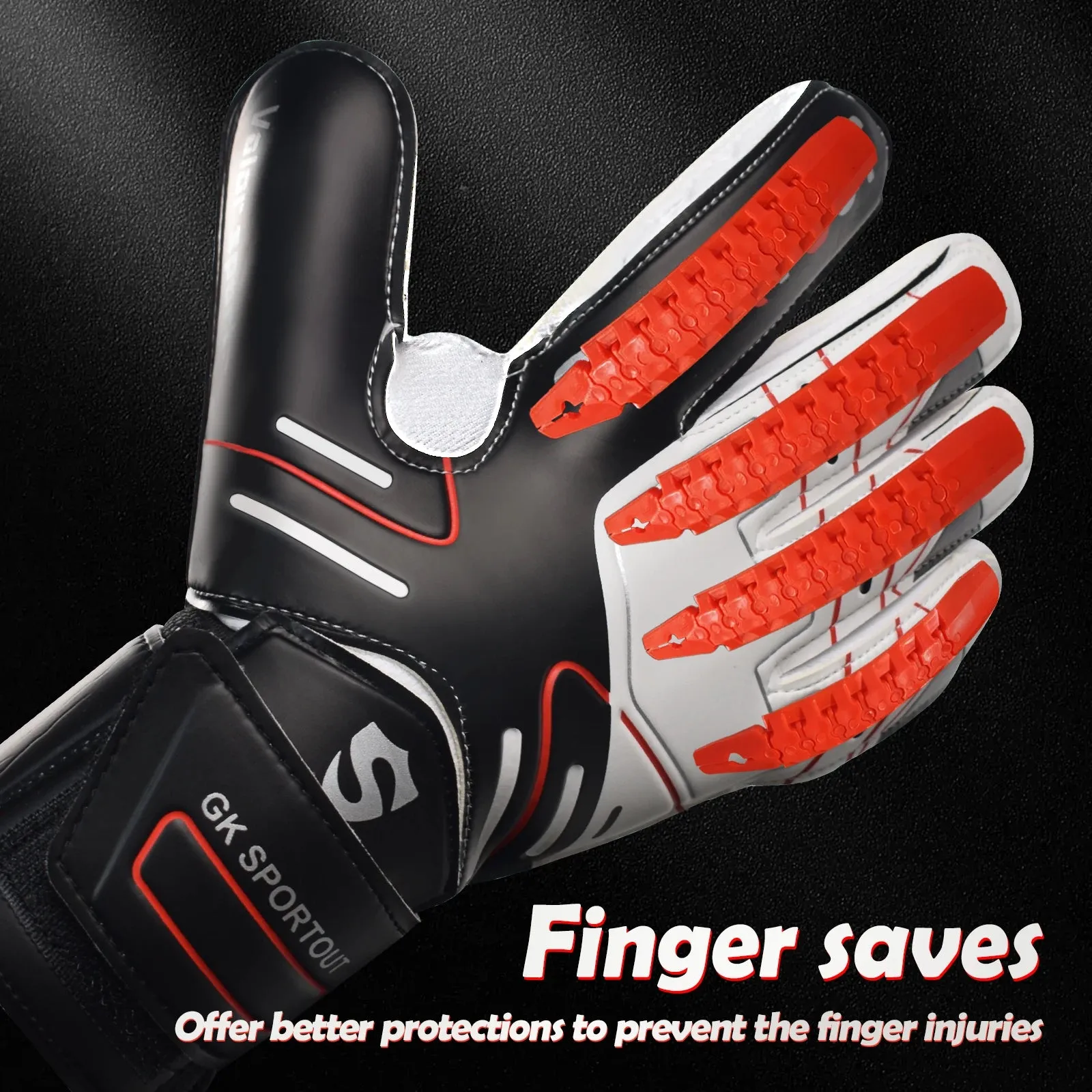 SPORTOUT  Goalkeeper Gloves – Strong Grip, Durable 4 3MM Latex with Finger Protection