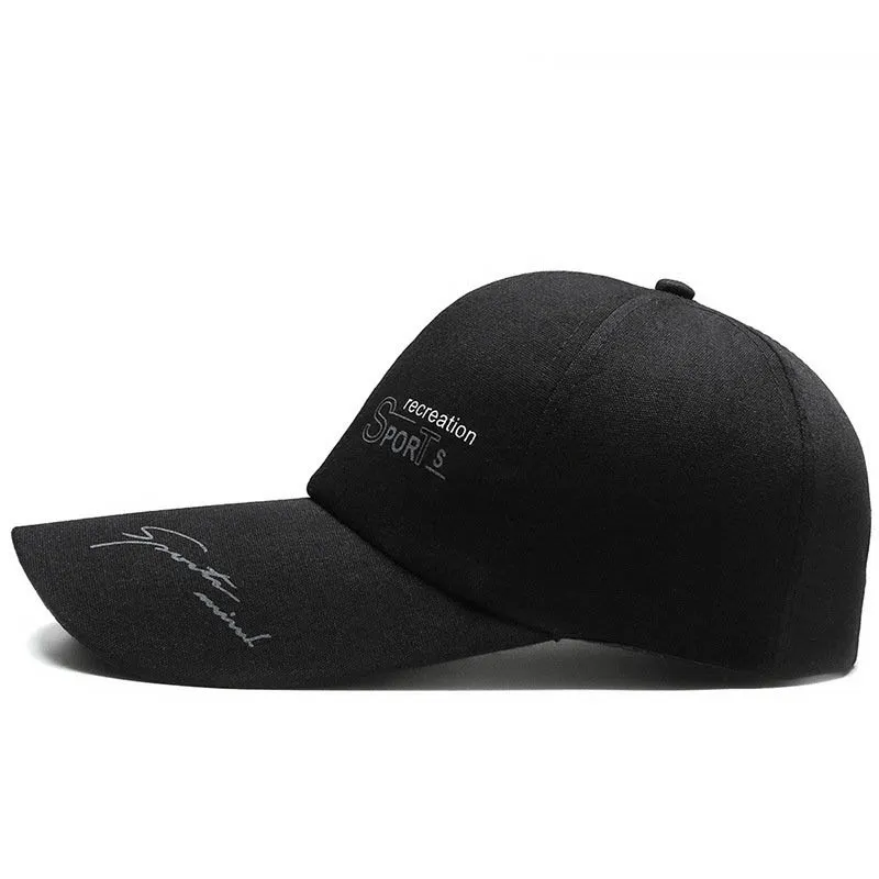 Sports Solid Color Adjustable Baseball Cap with Long Visor and Print - SF0797