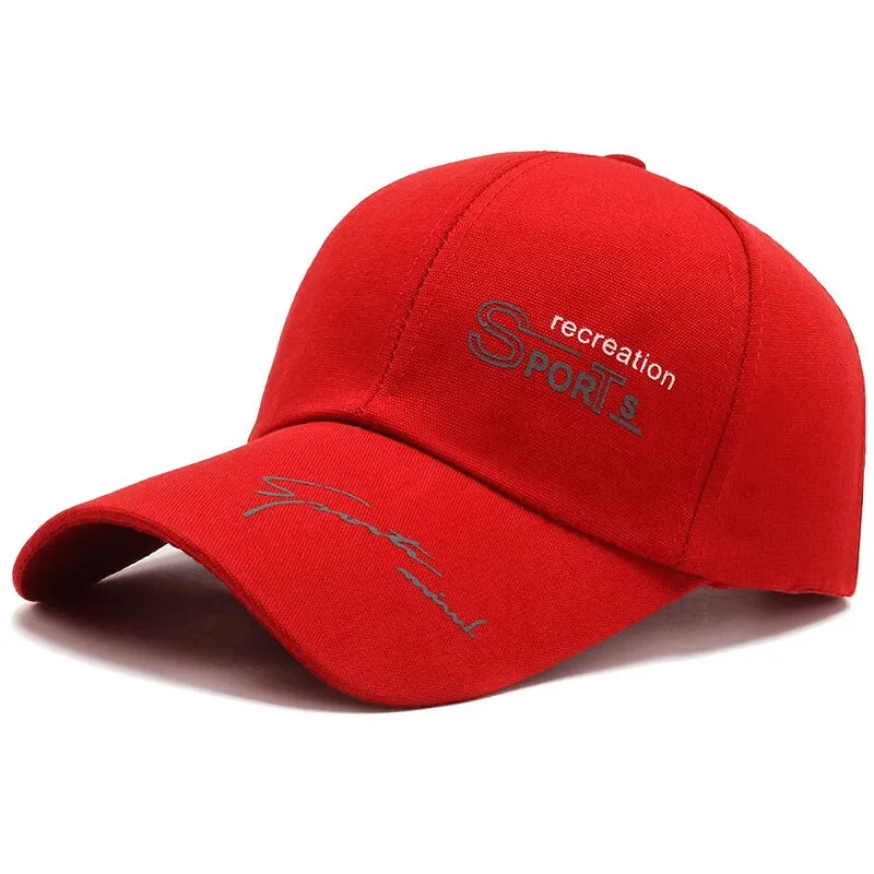 Sports Solid Color Adjustable Baseball Cap with Long Visor and Print - SF0797