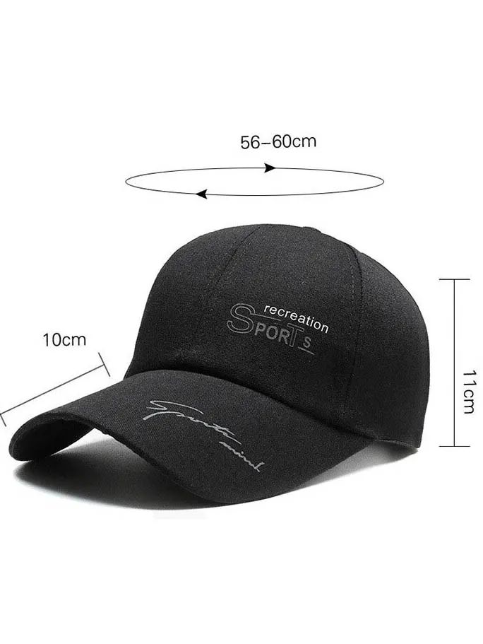 Sports Solid Color Adjustable Baseball Cap with Long Visor and Print - SF0797