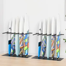 Surfboard Wall Mount - Vertical 4/6 Arms Storage with Rubber Mat, Paddle Rack for SUP, Ski, Skateboards