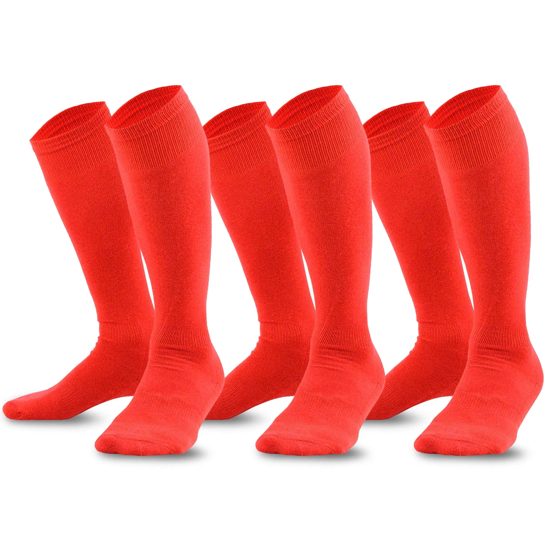TeeHee Socks Unisex Soccer Bamboo Knee High Red 3-Pack (50080)