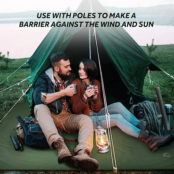 Terra Hiker Camping Tarp, Waterproof Picnic Mat, Multifunctional Tent Footprint with Drawstring Carrying Bag for Picnic, Hiking