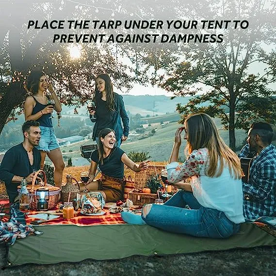 Terra Hiker Camping Tarp, Waterproof Picnic Mat, Multifunctional Tent Footprint with Drawstring Carrying Bag for Picnic, Hiking