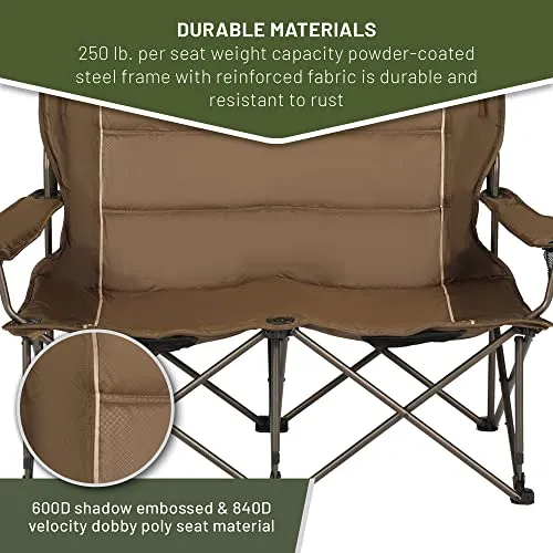 Timber Ridge Spruce 2-Person Folding Loveseat, Earth Brown