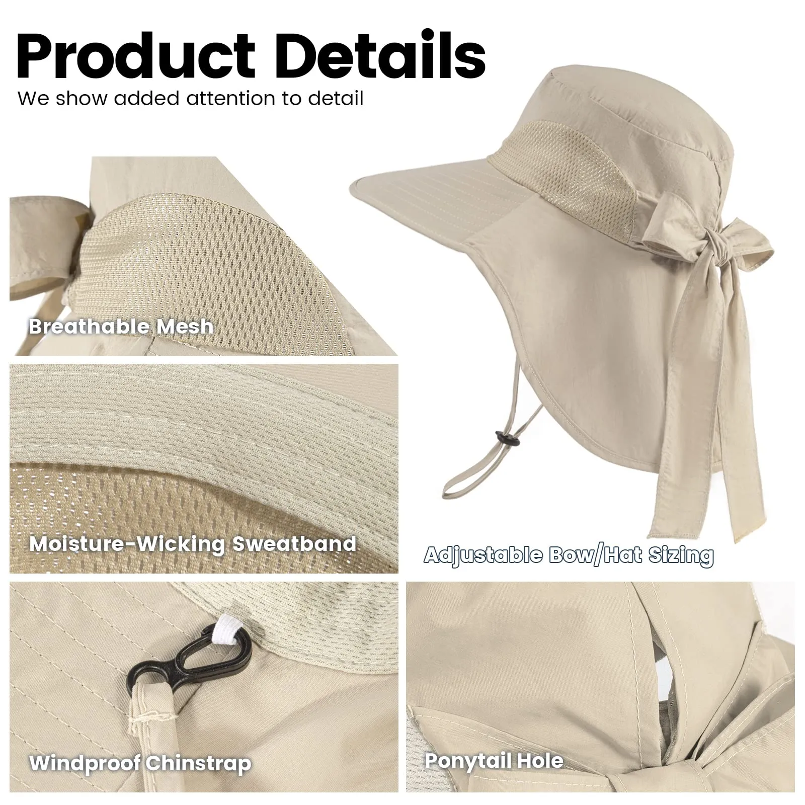 UPF 50  Wide Brim Gardening Hat with Neck Flap