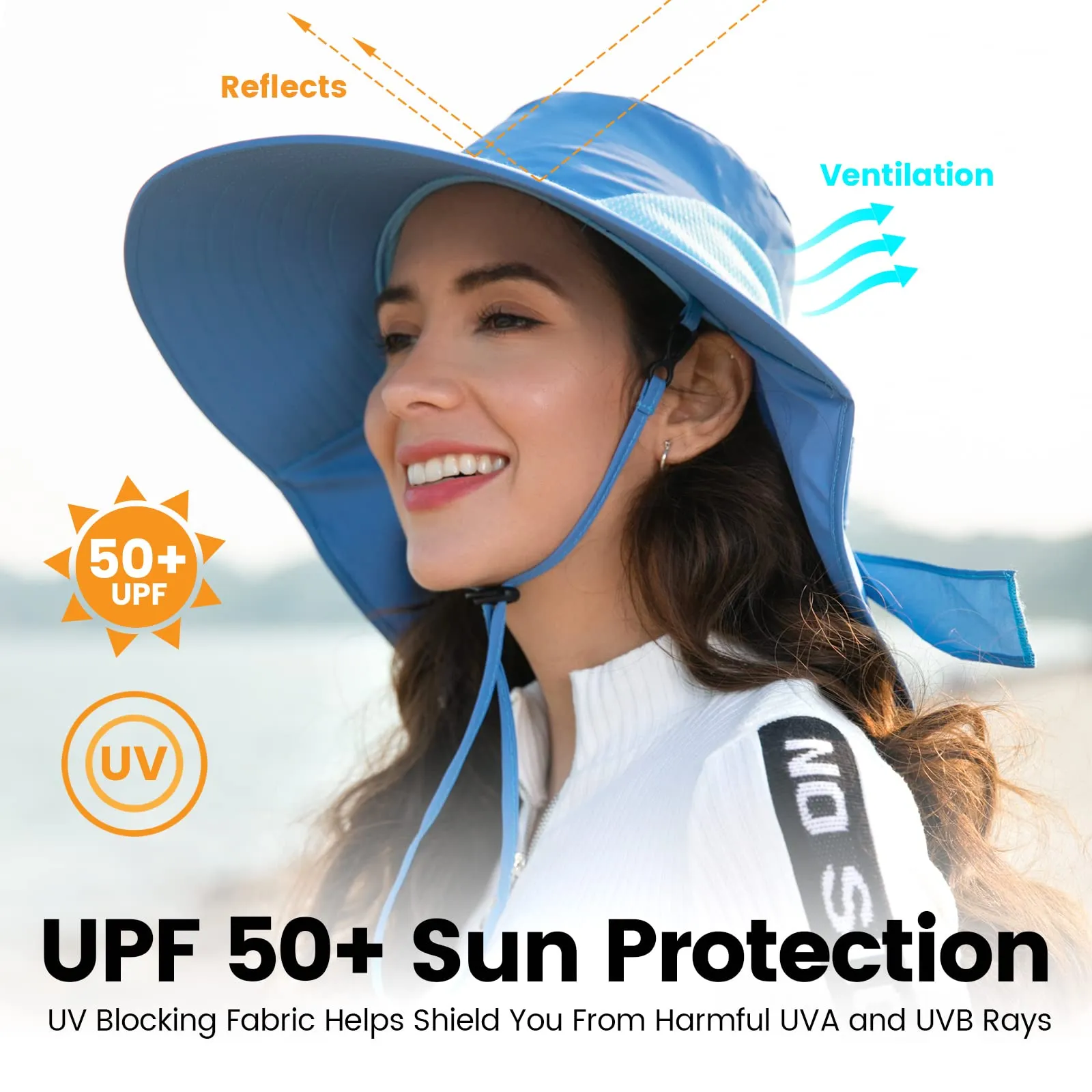 UPF 50  Wide Brim Gardening Hat with Neck Flap
