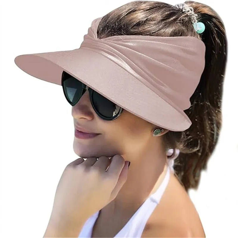 Womens Sun Visor Hat Wide Brim Summer UPF 50  UV Protection Beach Sport Cap