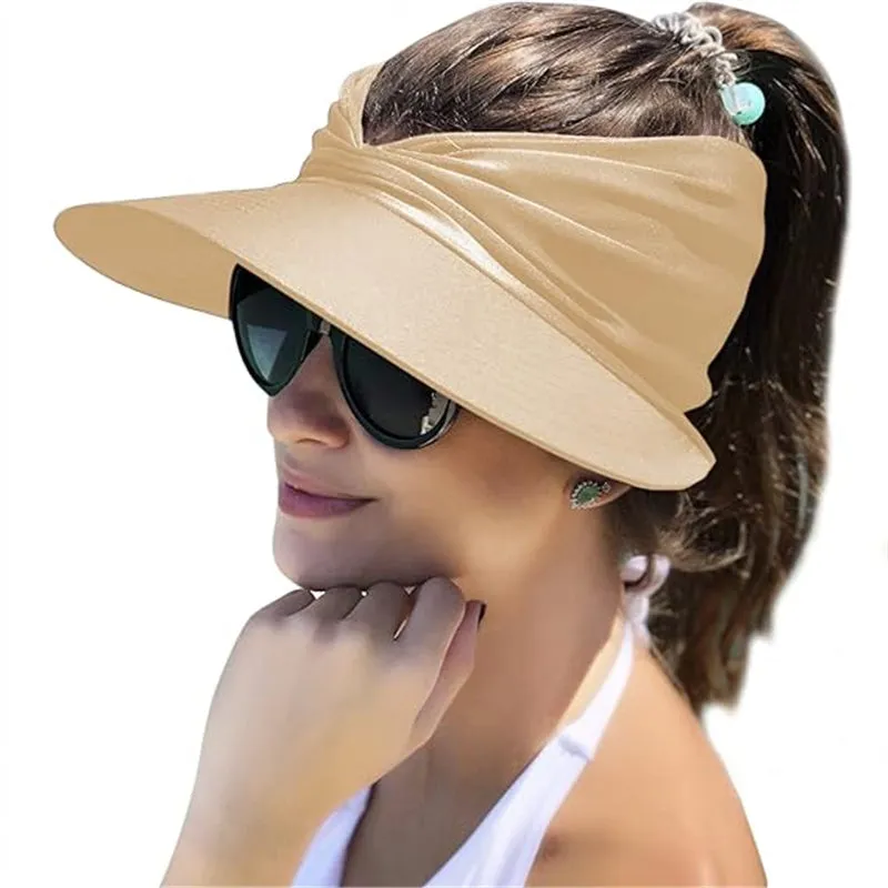 Womens Sun Visor Hat Wide Brim Summer UPF 50  UV Protection Beach Sport Cap