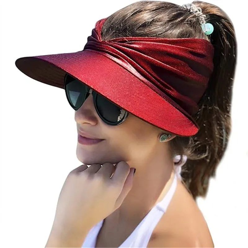 Womens Sun Visor Hat Wide Brim Summer UPF 50  UV Protection Beach Sport Cap