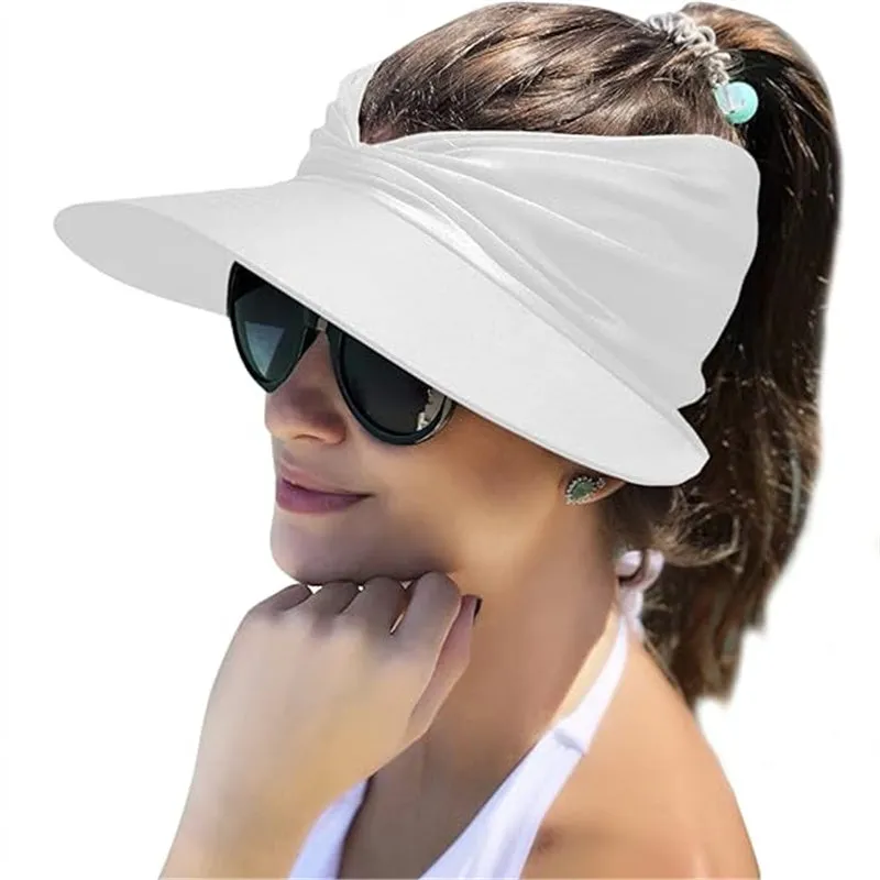 Womens Sun Visor Hat Wide Brim Summer UPF 50  UV Protection Beach Sport Cap