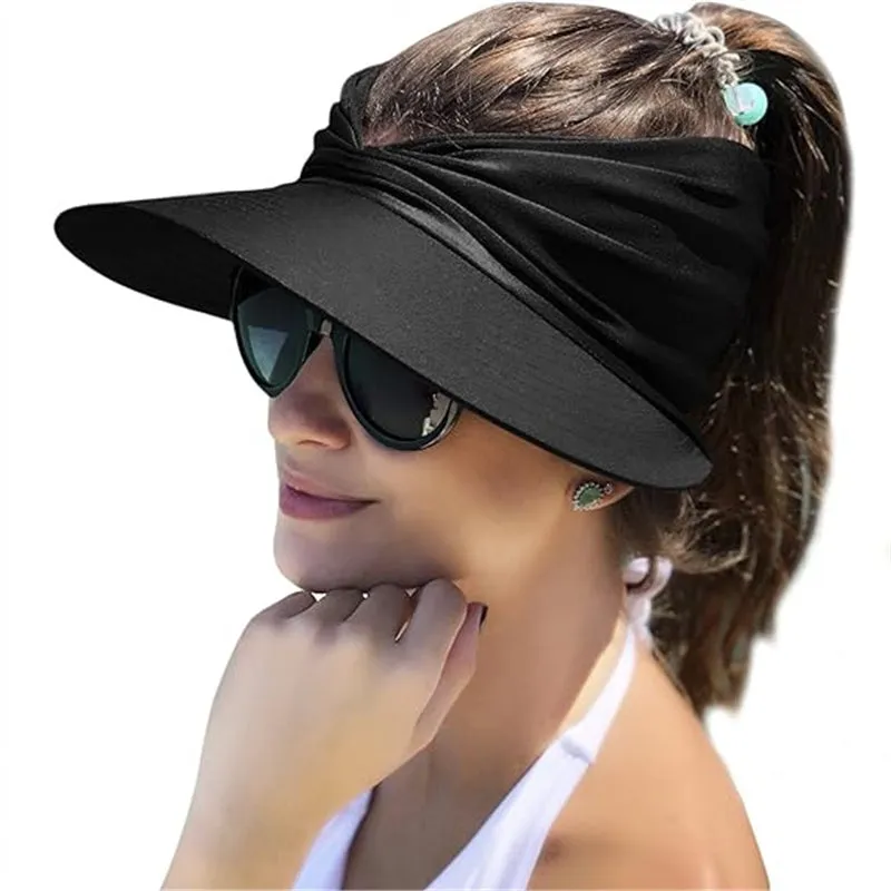 Womens Sun Visor Hat Wide Brim Summer UPF 50  UV Protection Beach Sport Cap