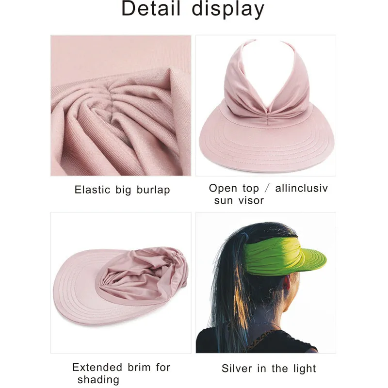 Womens Sun Visor Hat Wide Brim Summer UPF 50  UV Protection Beach Sport Cap